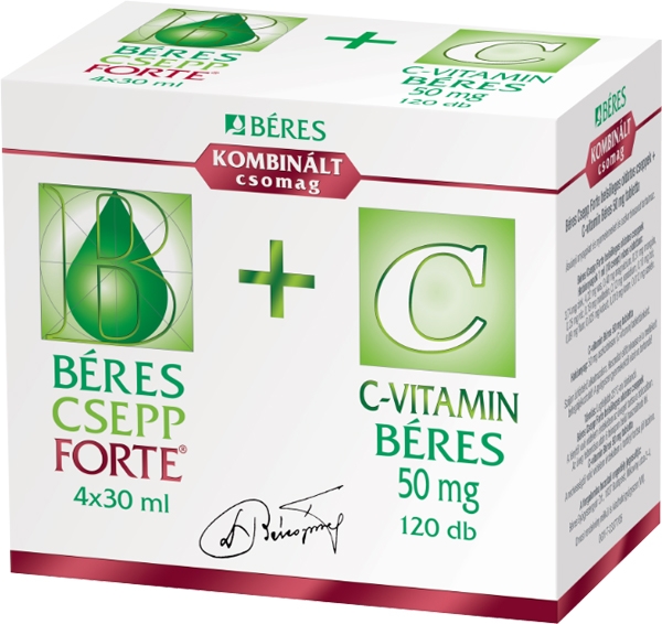 Béres Csepp Forte cseppek 4x30ml + C-vitamin Béres 50 mg tabl.120x